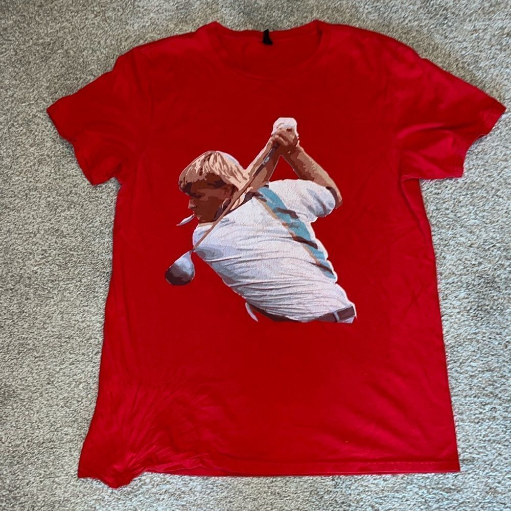 John Daly printed golfer golf golfing Tee T shirt Sunday Red JD is the man!!